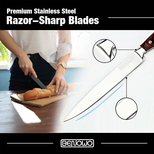 Benowo Juego de cuchillos de trinchar de 2 piezas, cuchillo y tened...