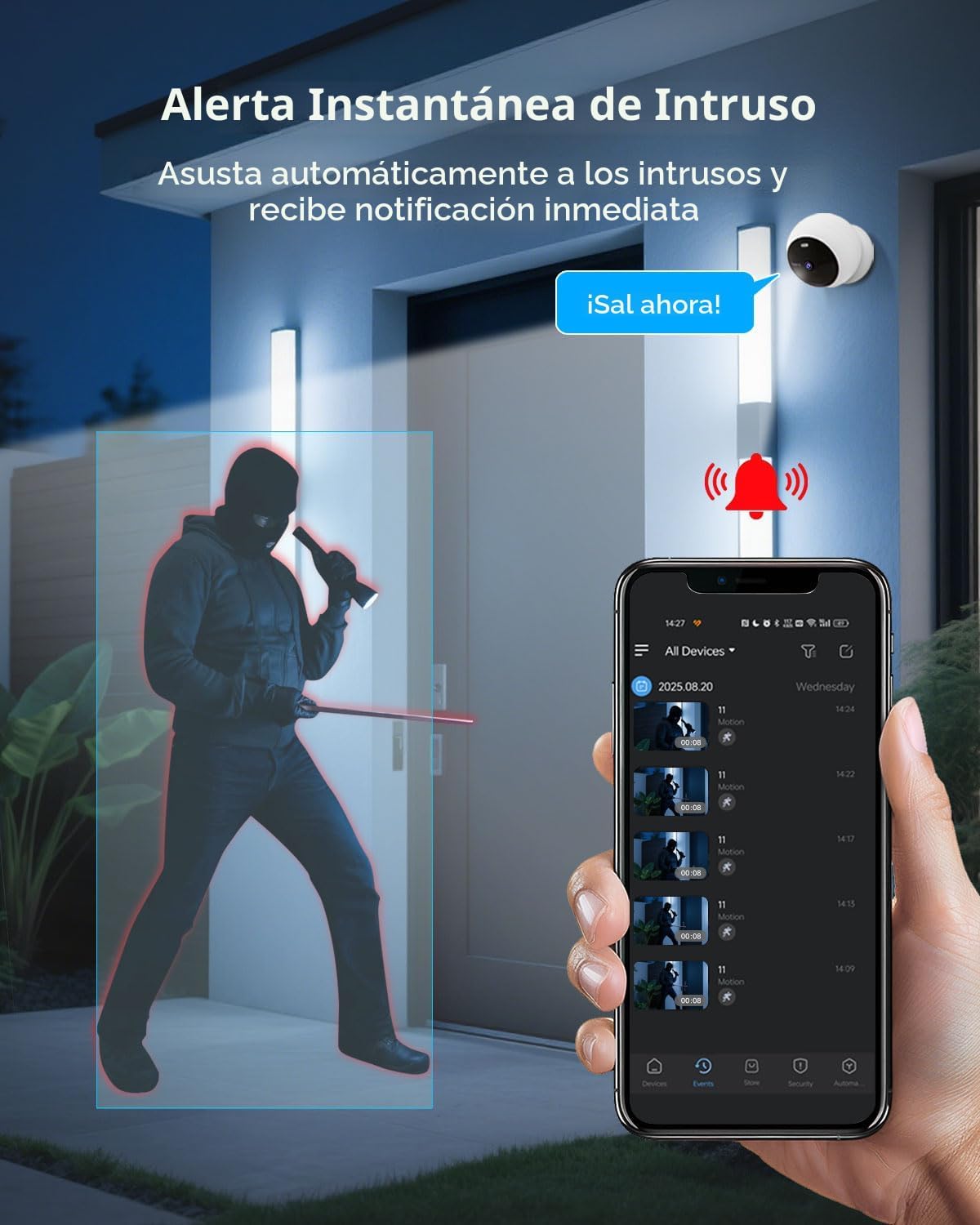 Cámara de seguridad Noorio B200 inalámbrica para exteriores magnéti...