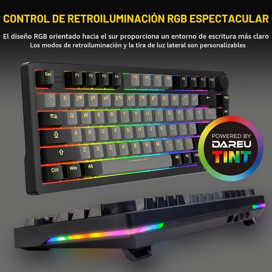 DAREU Teclado mecánico inalámbrico para juegos EK75PRO 75% con peri...