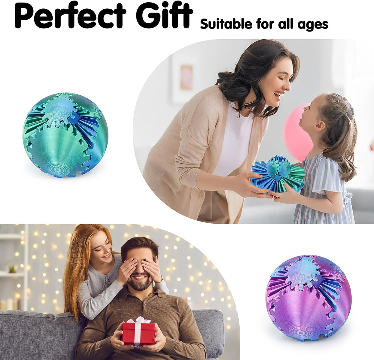 Bola de engranaje 3D impresa cubo Fidget Toy Toy Sphere Fidget Toys...