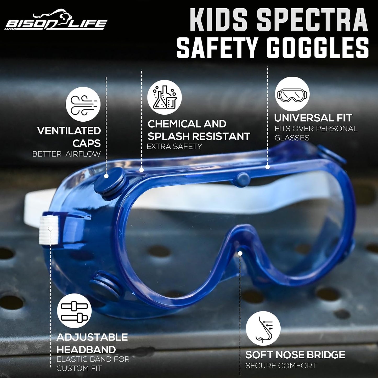 BISON LIFE Gafas de seguridad para niños, gafas protectoras para ni...