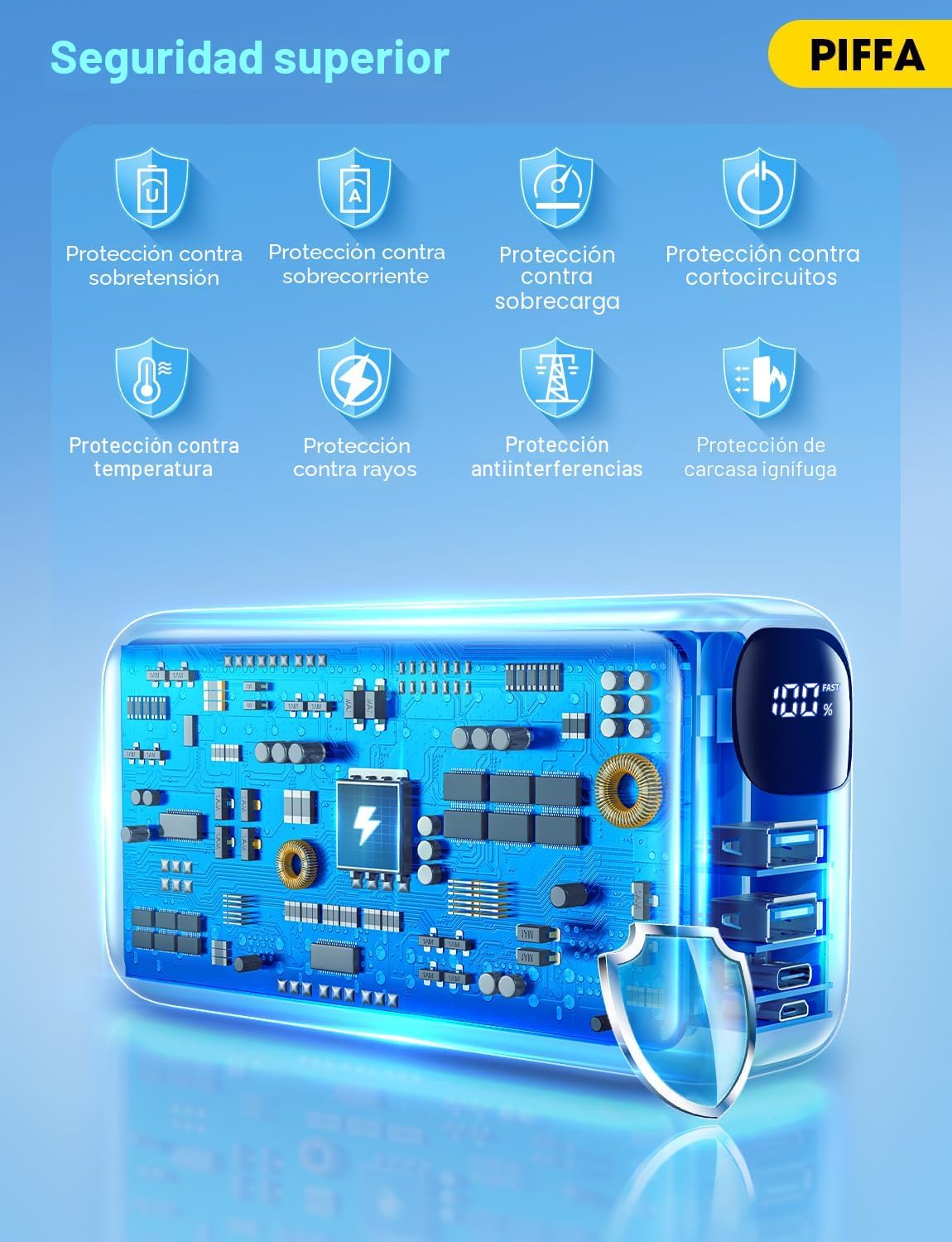 PIFFA Cargador portátil de batería de 50000 mAh, batería de carga r...