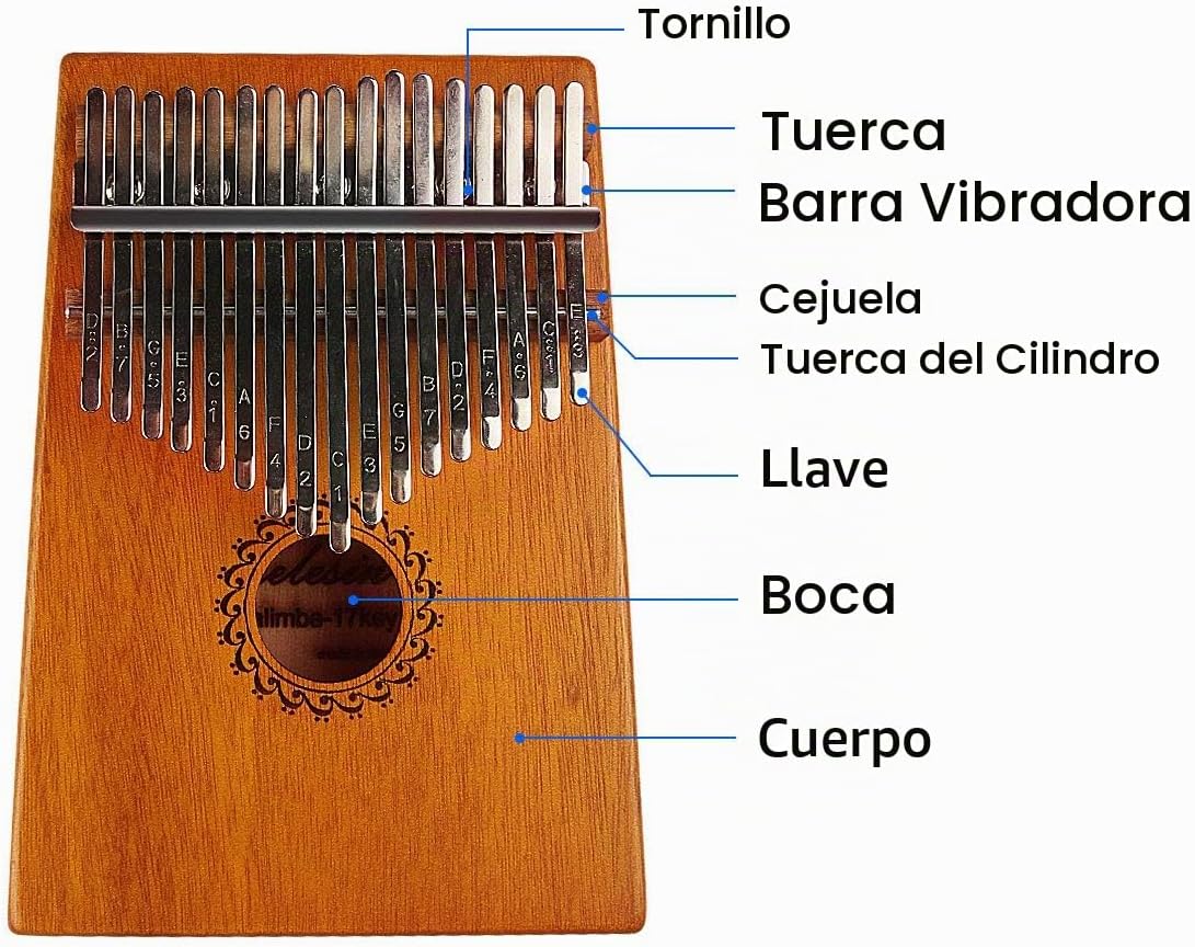 Kalimba - Piano de pulgar de 17 teclas, piano portátil de dedo Mbir...
