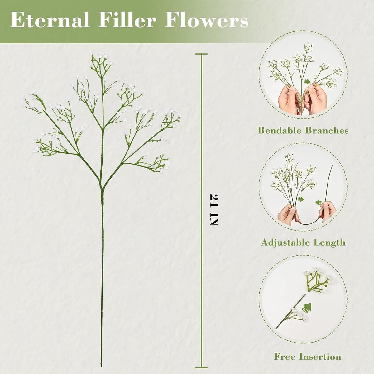 Yastouay Flores Artificiales de Gypsophila, 6 Piezas de Flores Arti...