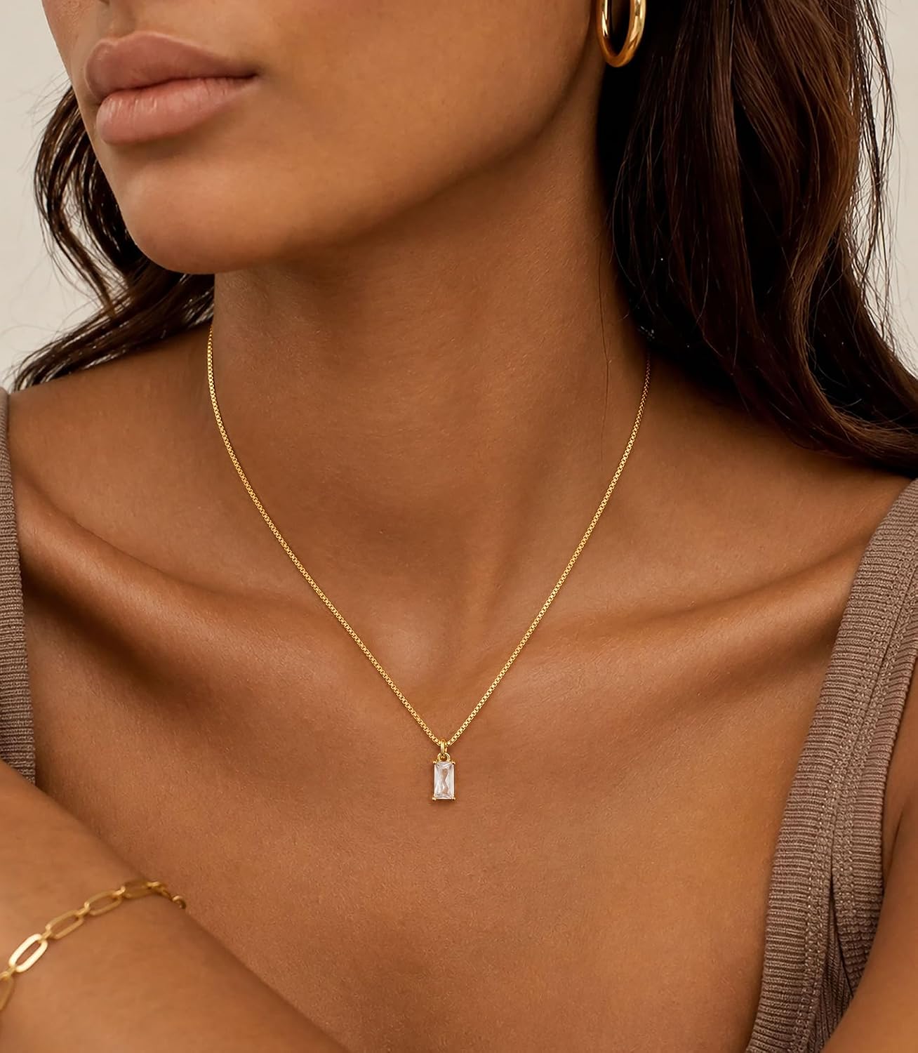 FUNEIA Collares de diamante para mujer, collar de piedra de nacimie...
