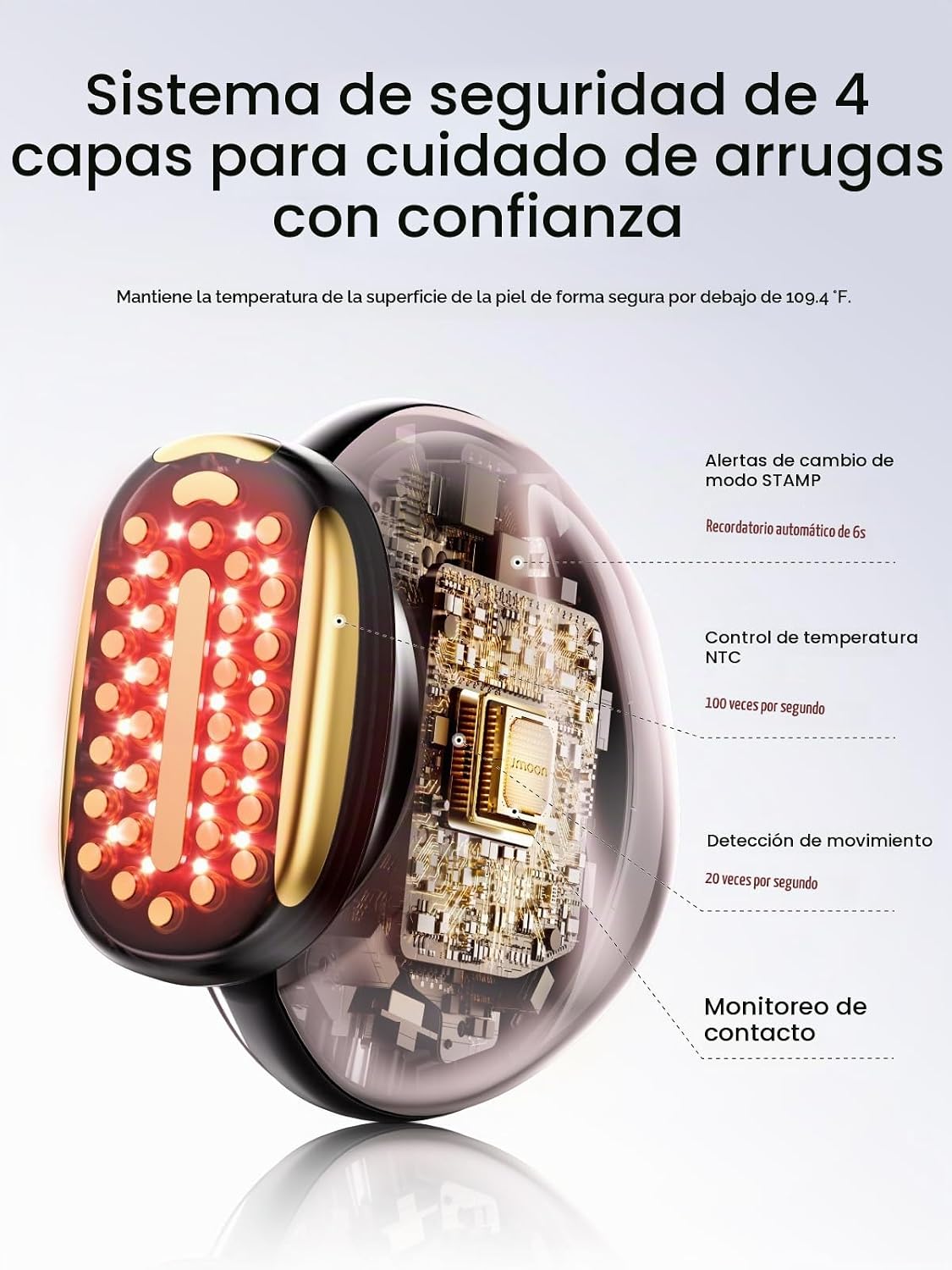 JMOON Dispositivo Facial de Microcorriente, M30U Terapia de Luz Roj...