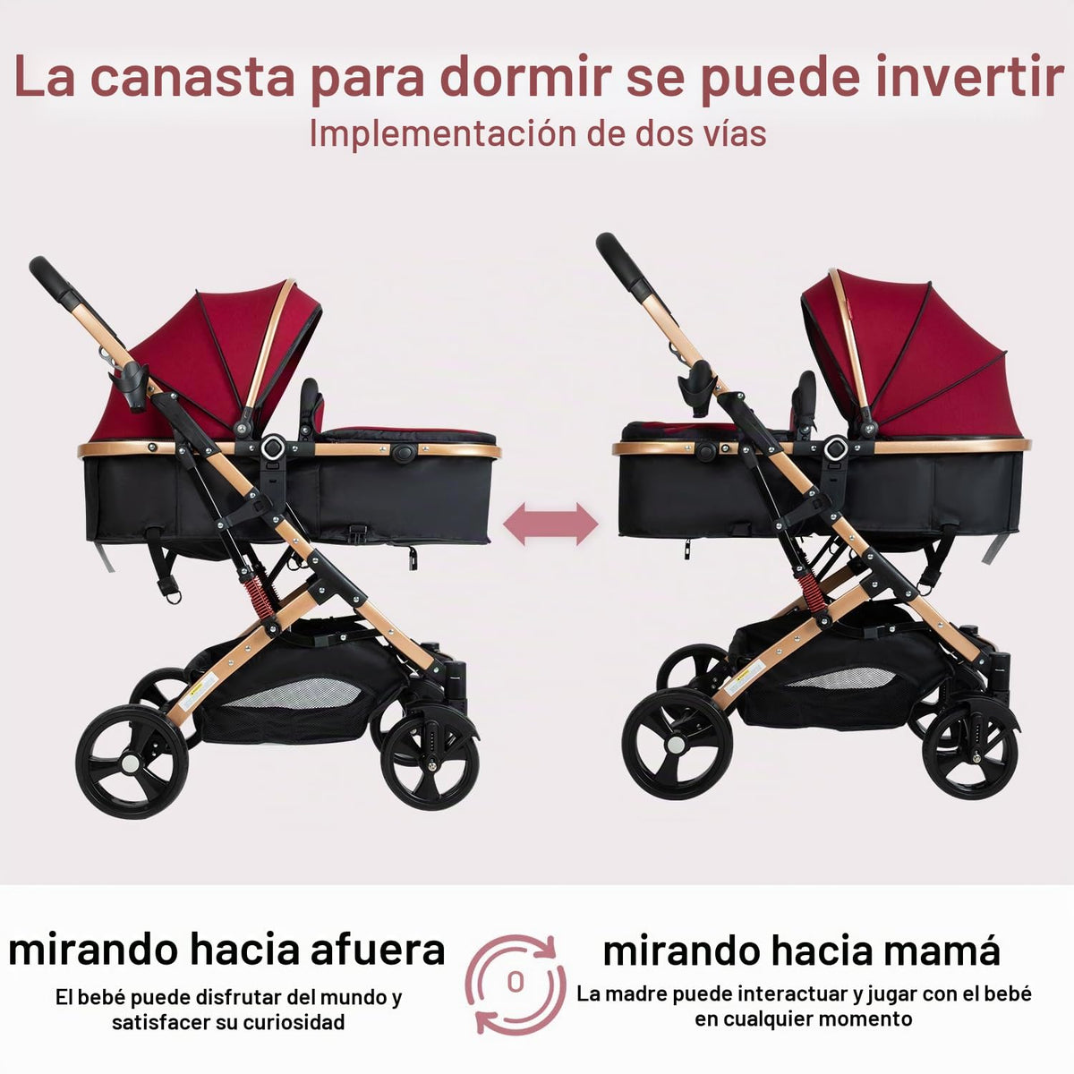 PEARLOVE Cochecito de bebé convertible 2 en 1 para recién nacido pl...