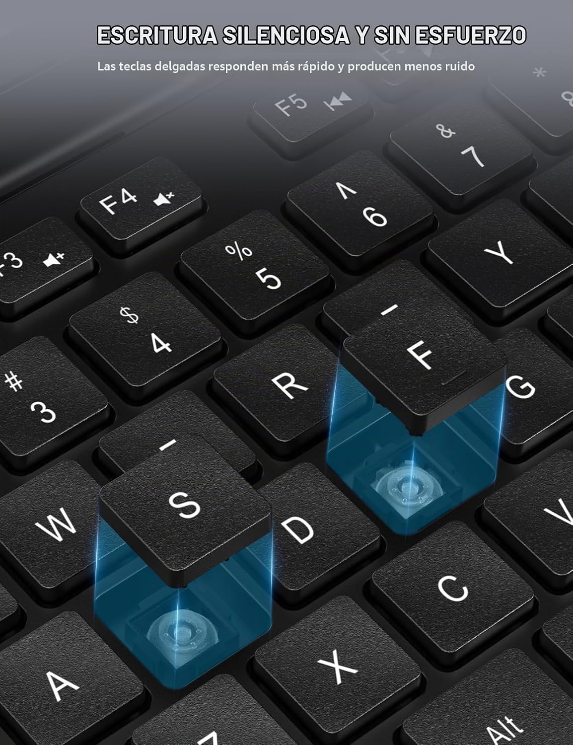 Combo de teclado y mouse inalámbricos, diseño ergonómico de tamaño...