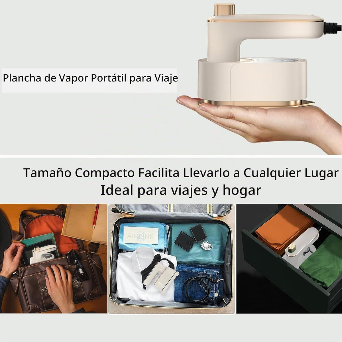 Vaporizador de viaje para ropa, 2 en 1, vaporizador portátil de man...