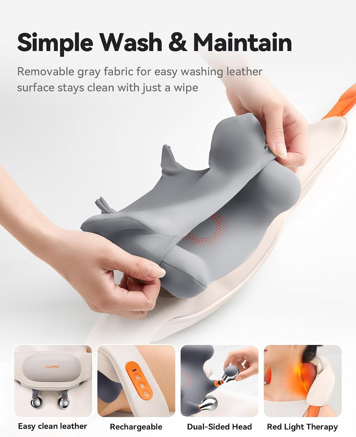 IKEEPFIT Masajeador de cuello inalámbrico con calor, masajeador de...