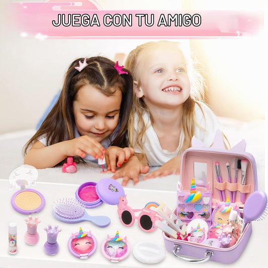 Kit de maquillaje lavable y no tóxico para niñas, juego de cosmétic...