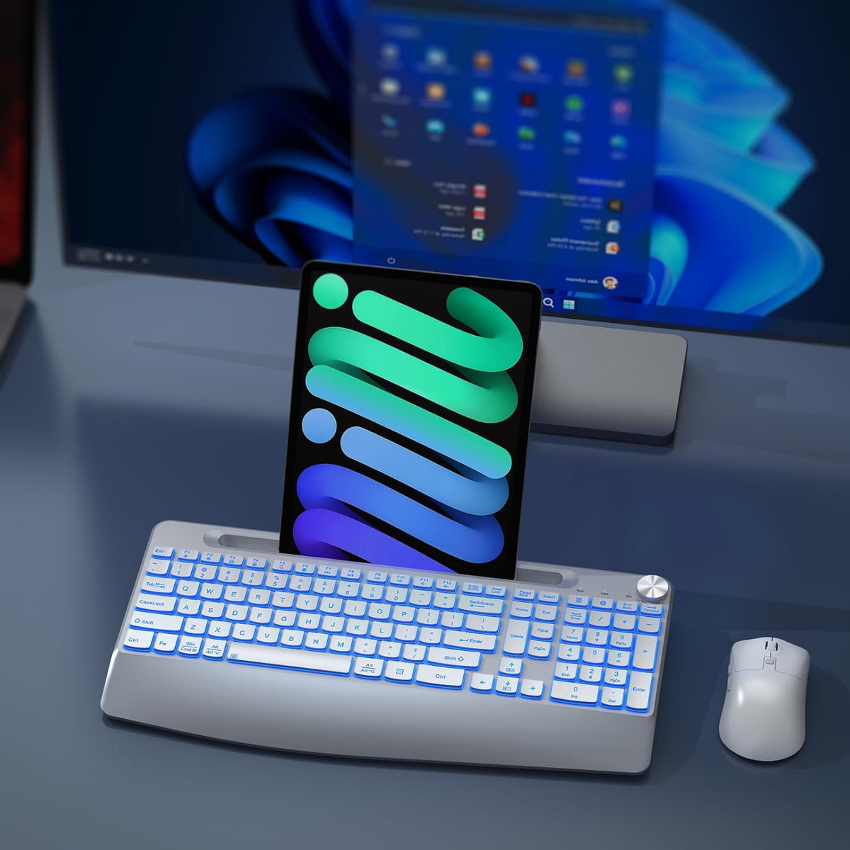 GAMCATZ Combo de teclado y mouse inalámbricos retroiluminados - Tec...