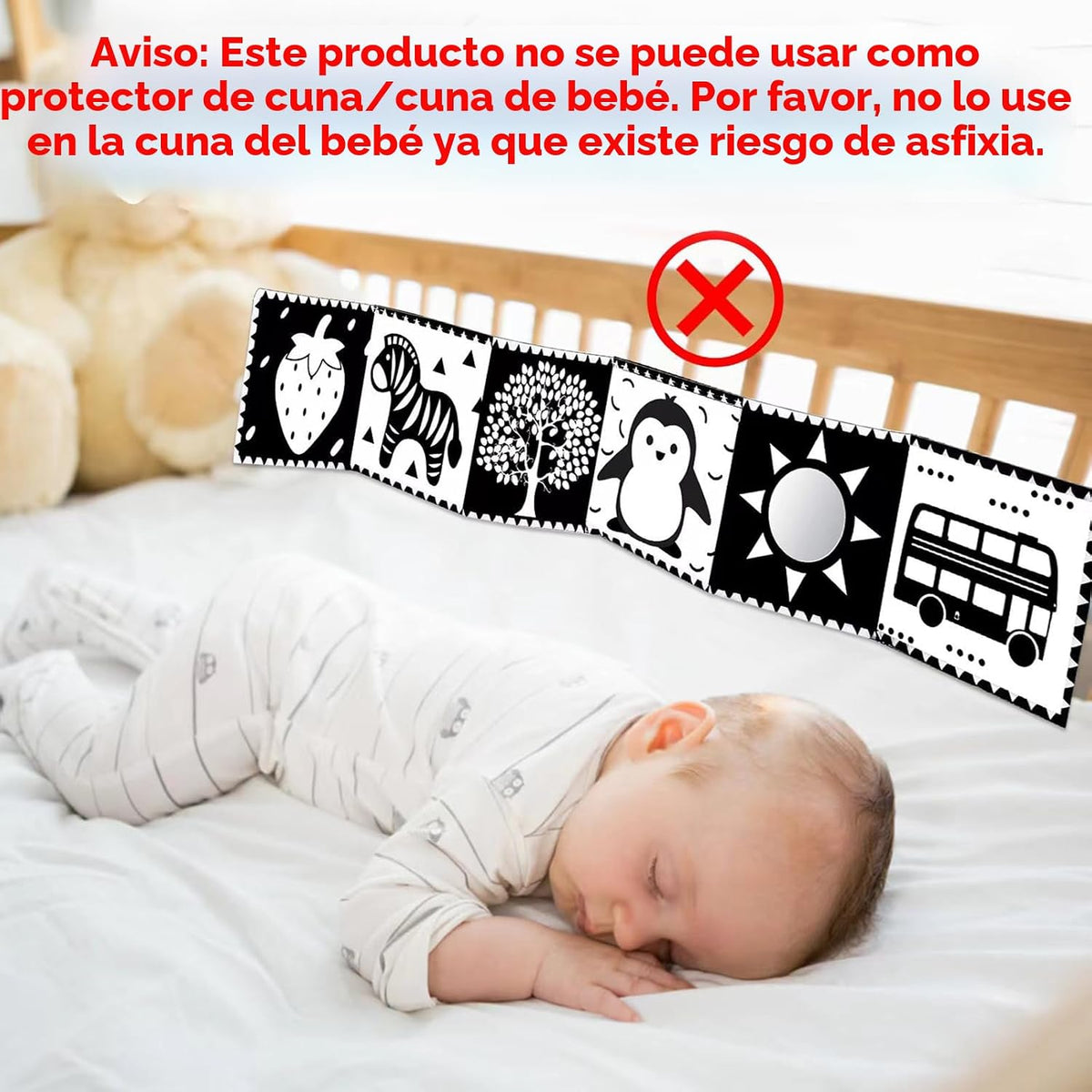 Juguetes de alto contraste en blanco y negro para bebés de 0-3, 3-6...