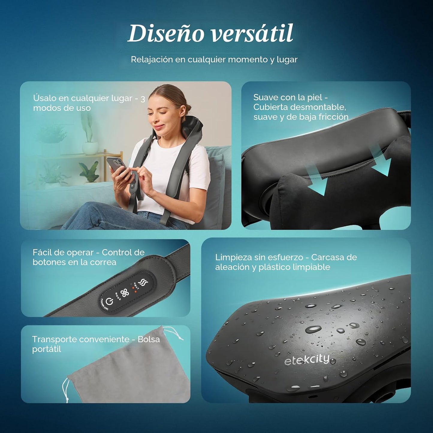 Etekcity Masajeador de cuello inalámbrico FSA para aliviar el dolor...