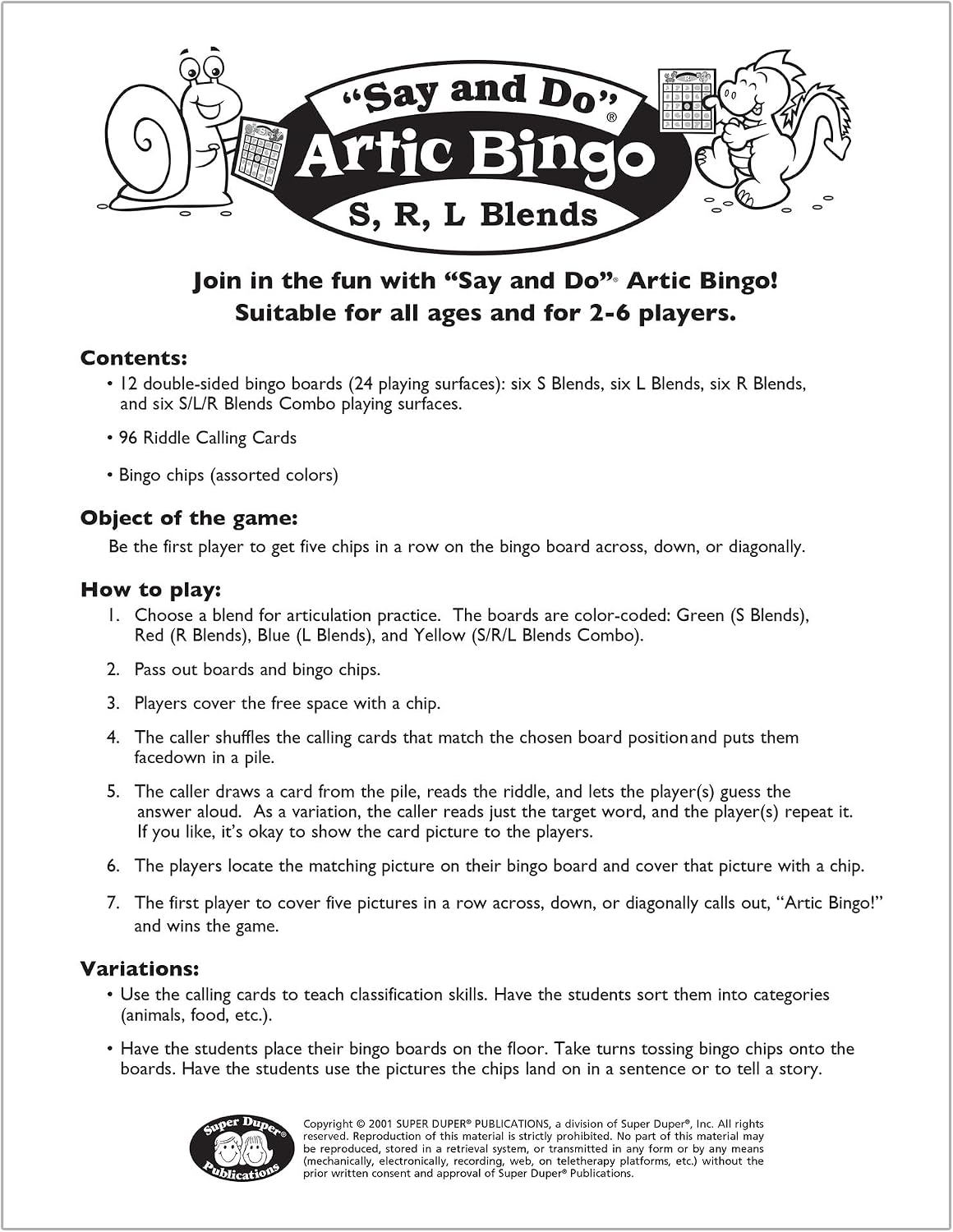 Super Duper Publications | Juego de sonidos Say and Do® Artic Bingo...
