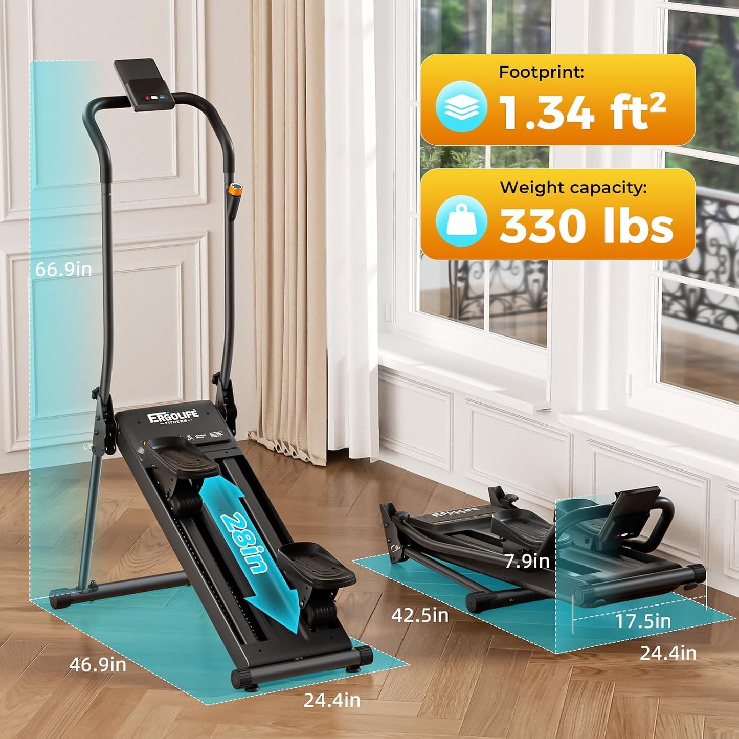 ERGOLIFE - Escalera escalonada con resistencia ajustable de 6 nivel...