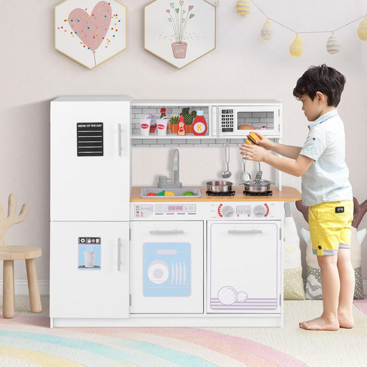 Costzon Juego de cocina para niños, juego de cocina de juguete de m...