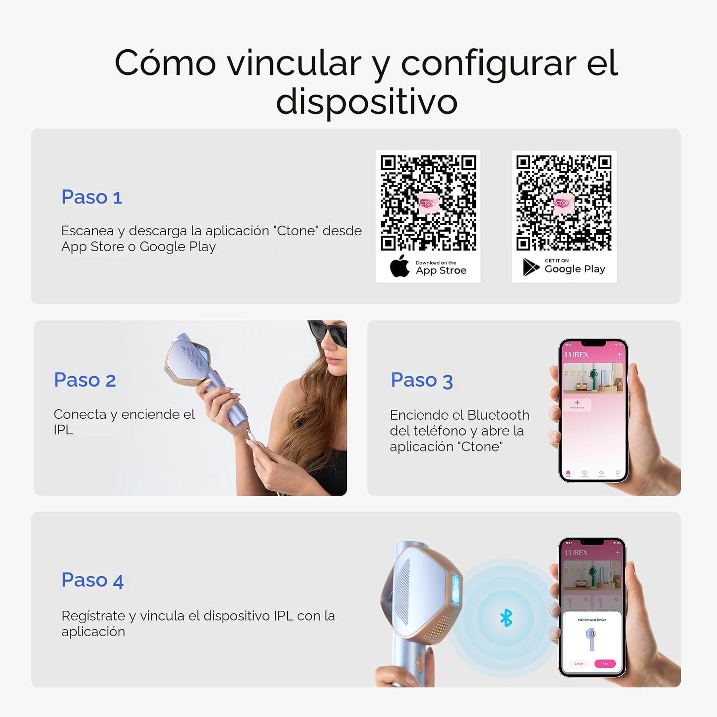 LUBEX Depilación láser IPL permanente inteligente para mujeres y ho...