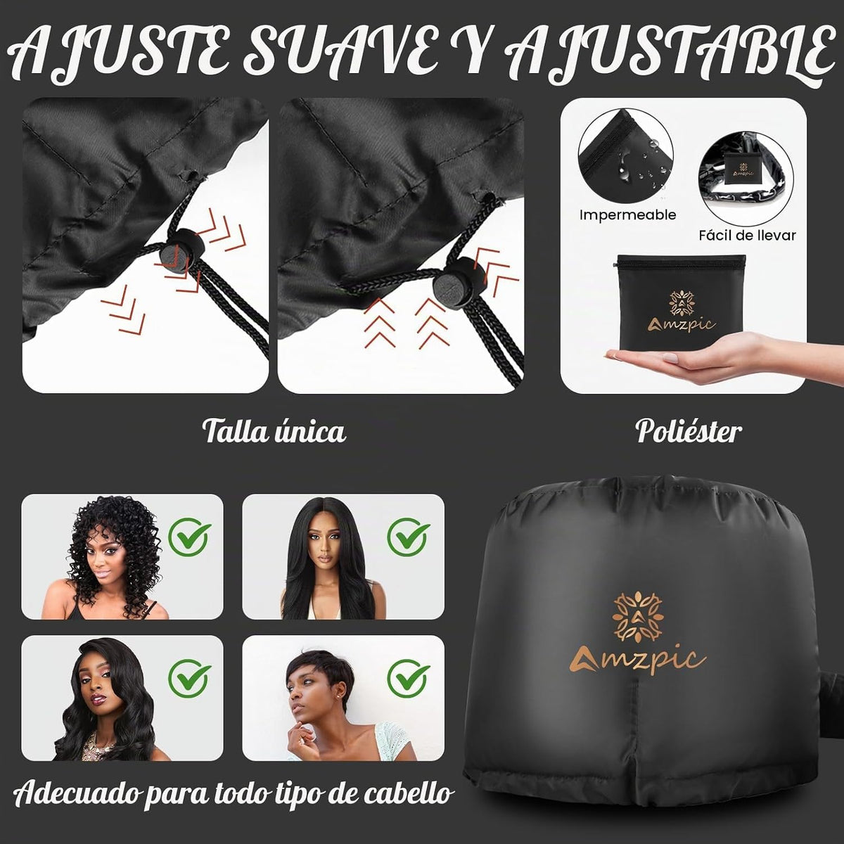 Accesorio para secador de pelo de capó, suave, ajustable, extra gra...