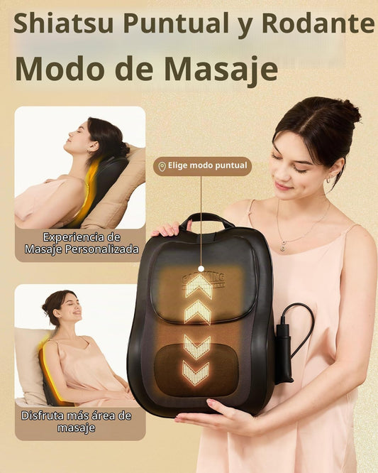 Masajeador de espalda con calor, masaje 3D arriba y abajo de la esp...