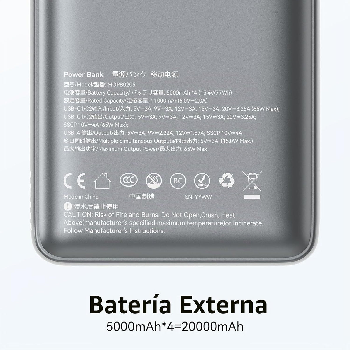 MOKiN Cargador portátil de 65 W, banco de energía de carga rápida d...