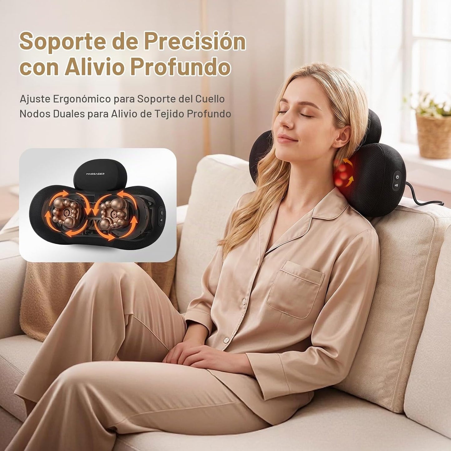 Masajeador de cuello Shiatsu 3 en 1 mejorado con calor para aliviar...