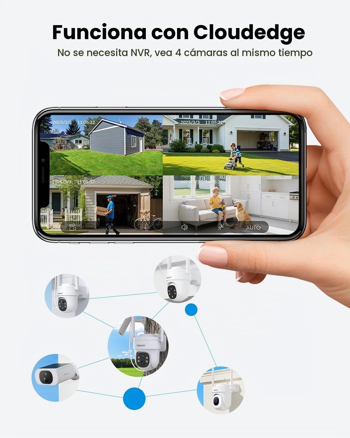 VIZIUUY Cámaras de seguridad solares 3MP inalámbricas al aire libre...