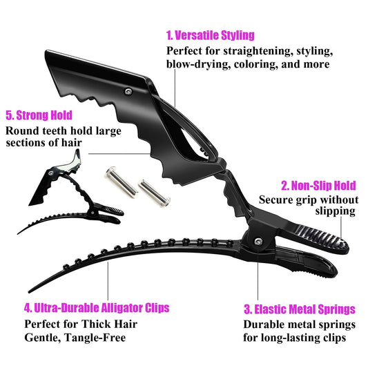 30 pinzas de pelo de cocodrilo para seccionar, pinza de pelo de sal...