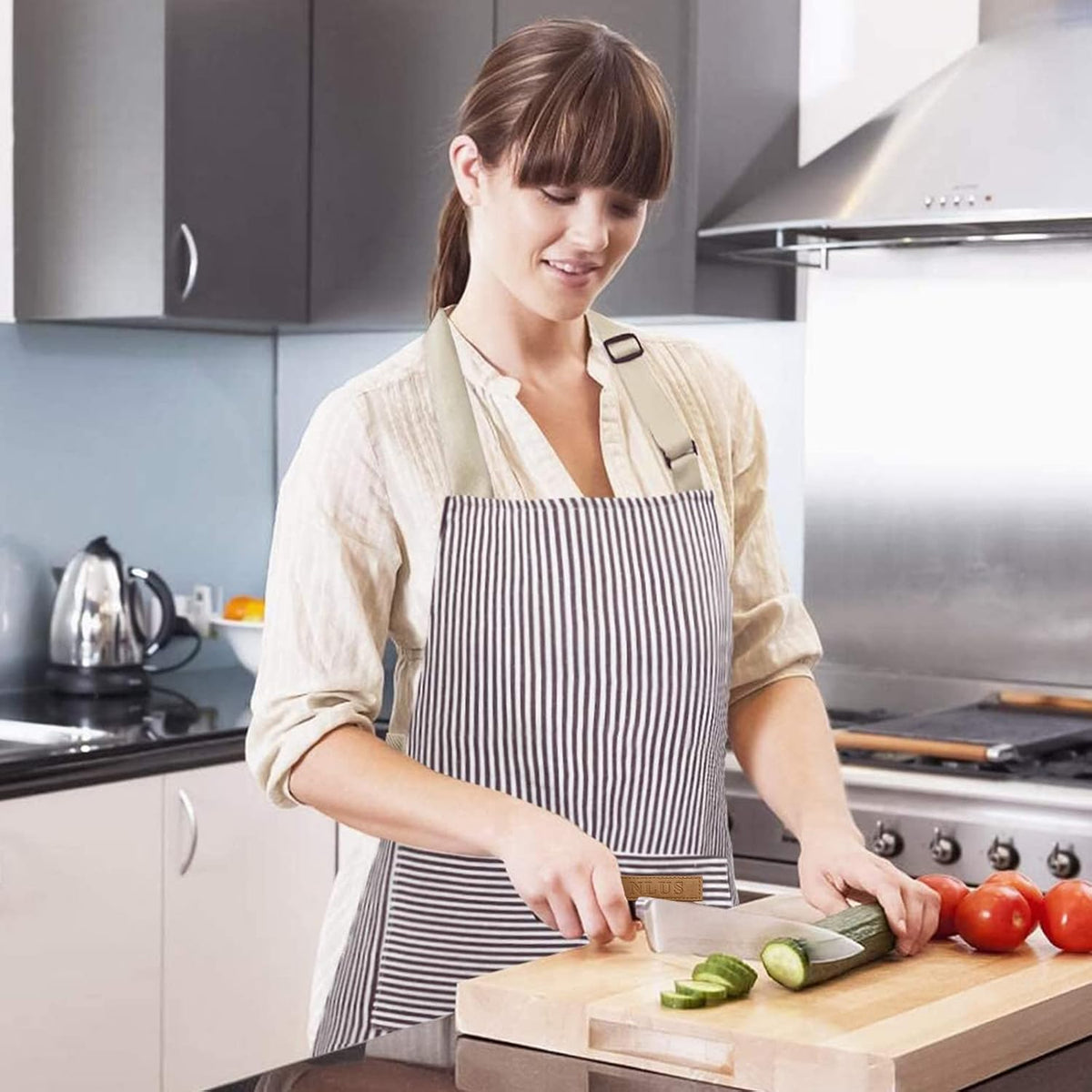 NLUS Paquete de 2 delantales de cocina de cocina, delantal de chef...