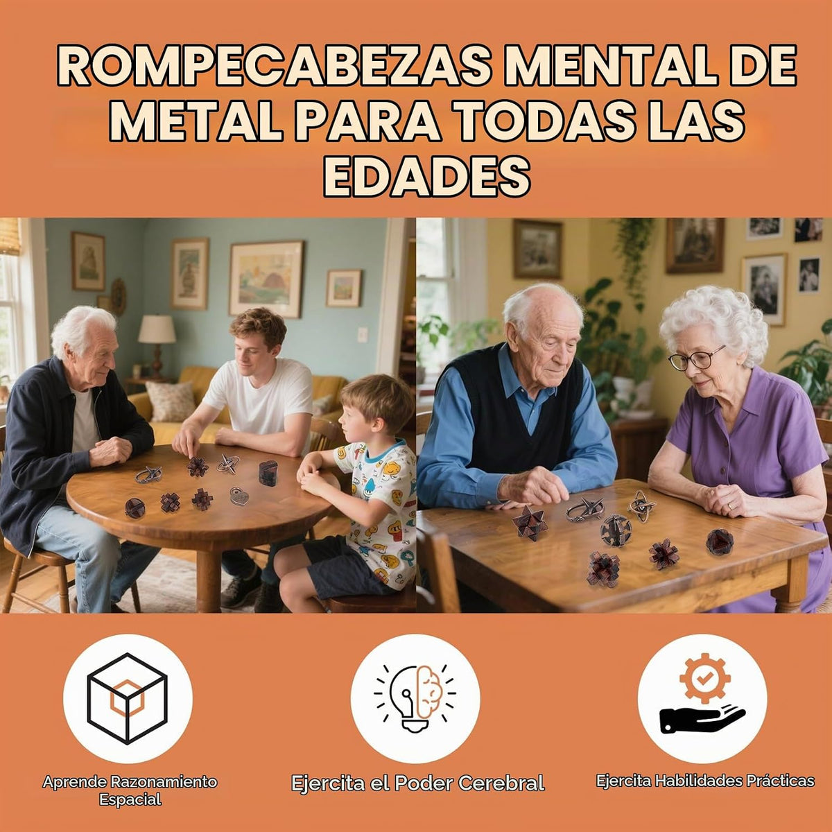 8 Piezas Rompecabezas Mentales para Adultos y Adolescentes - Rompec...
