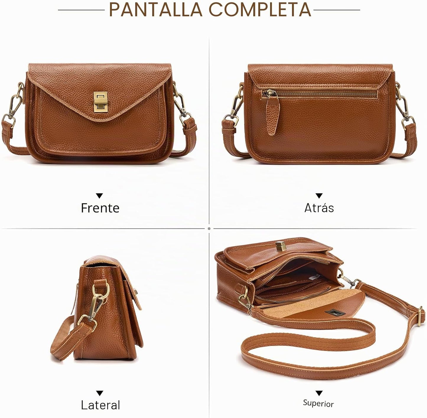 UEIRY Bolsos bandolera de cuero genuino para mujer, bolsos cruzados...