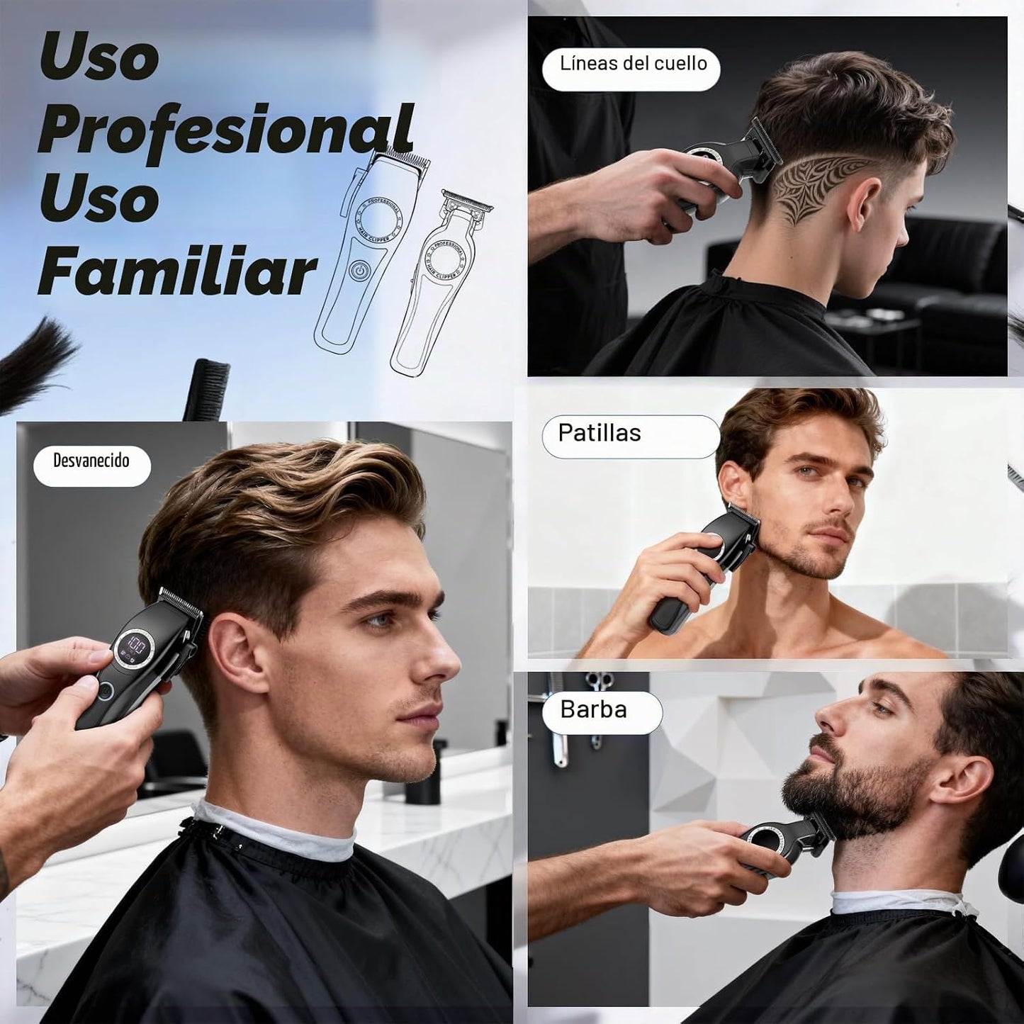 Qreeyx Cortadora de pelo profesional para hombres, juego de cortado...