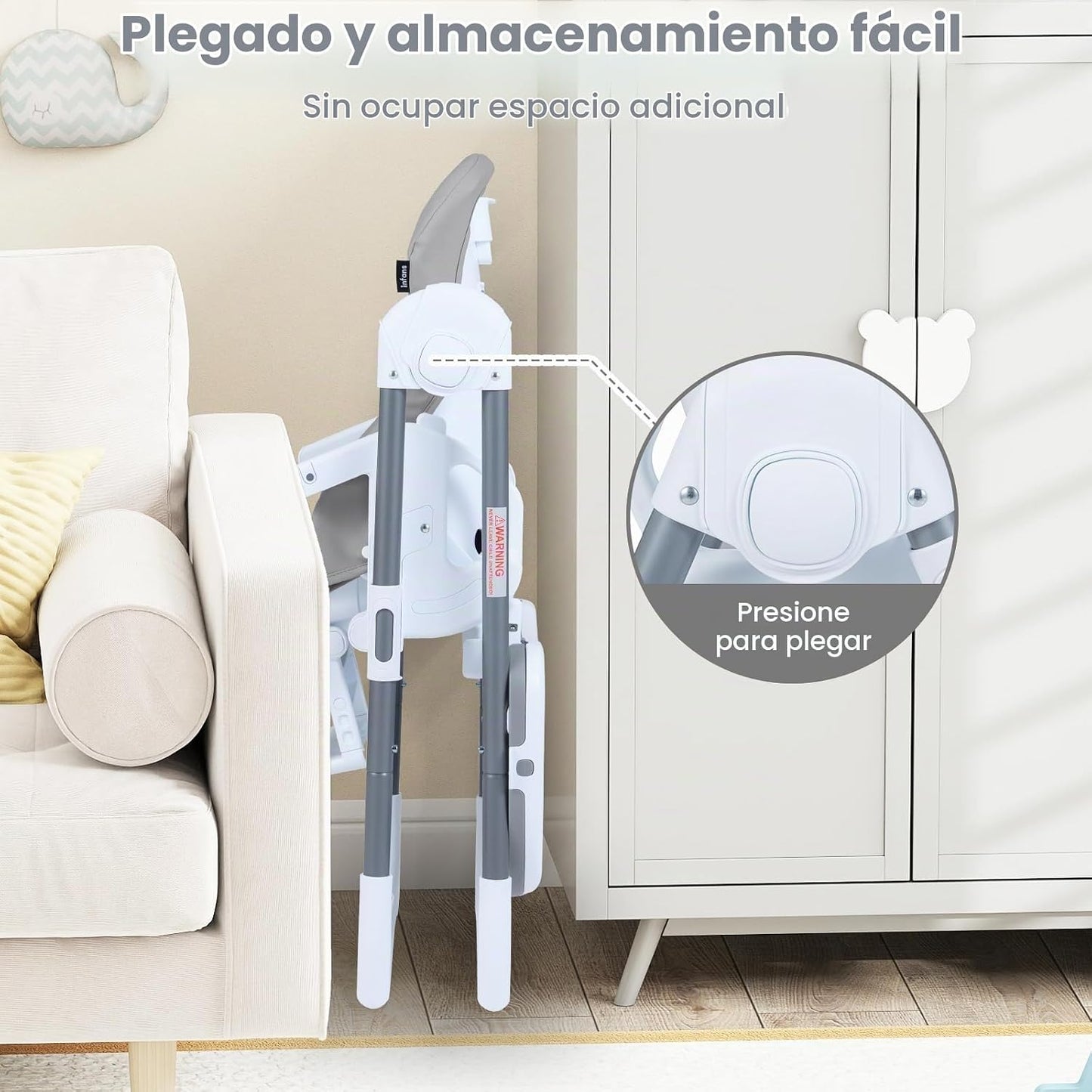 INFANS Silla alta para bebés y niños pequeños, silla alta plegable...