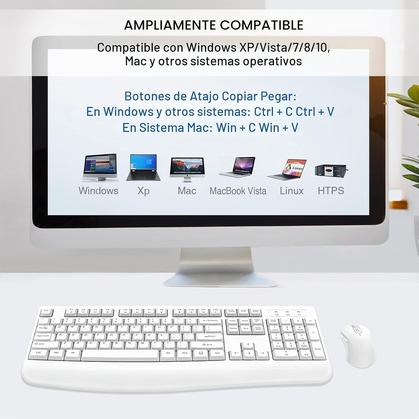 QUASIO Combo de teclado inalámbrico y ratón, compatible con Windows...