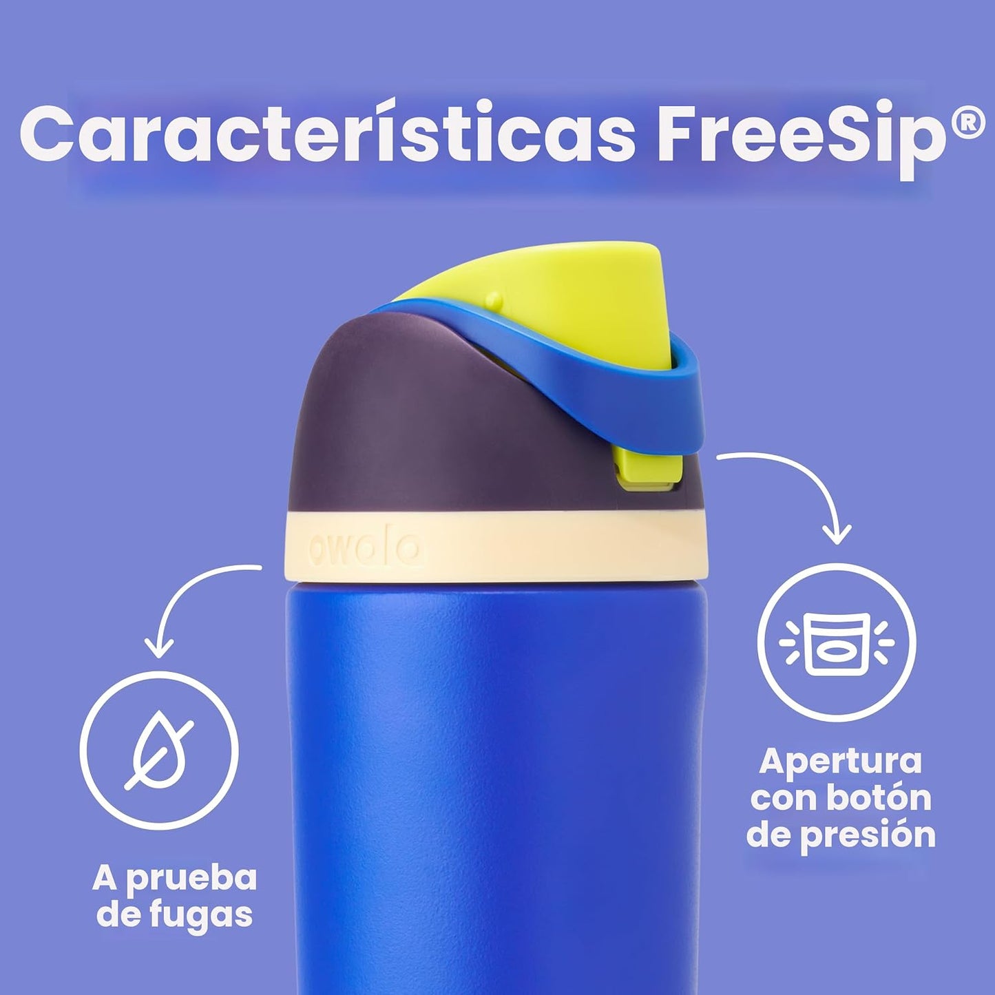 Owala Kids FreeSip - Botellas de agua aisladas de acero inoxidable...