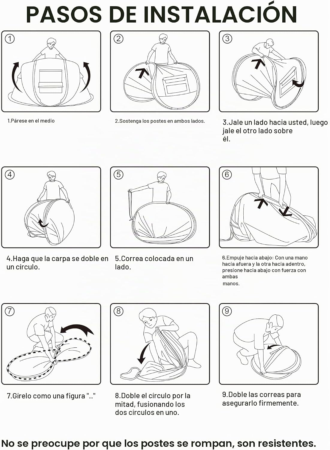 Tienda de campaña desplegable fácil para 4 personas, impermeable, c...