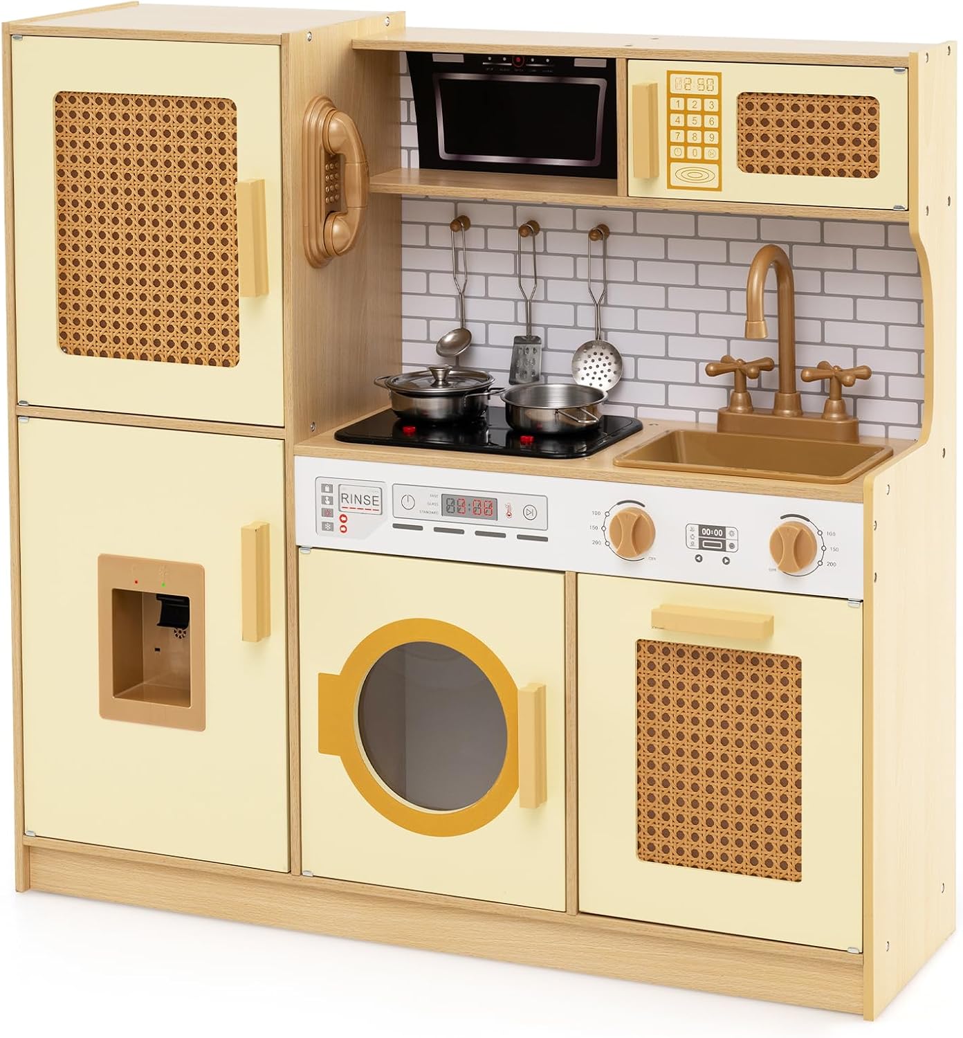 Costzon Juego de cocina para niños, juguete Montessori de madera pa...