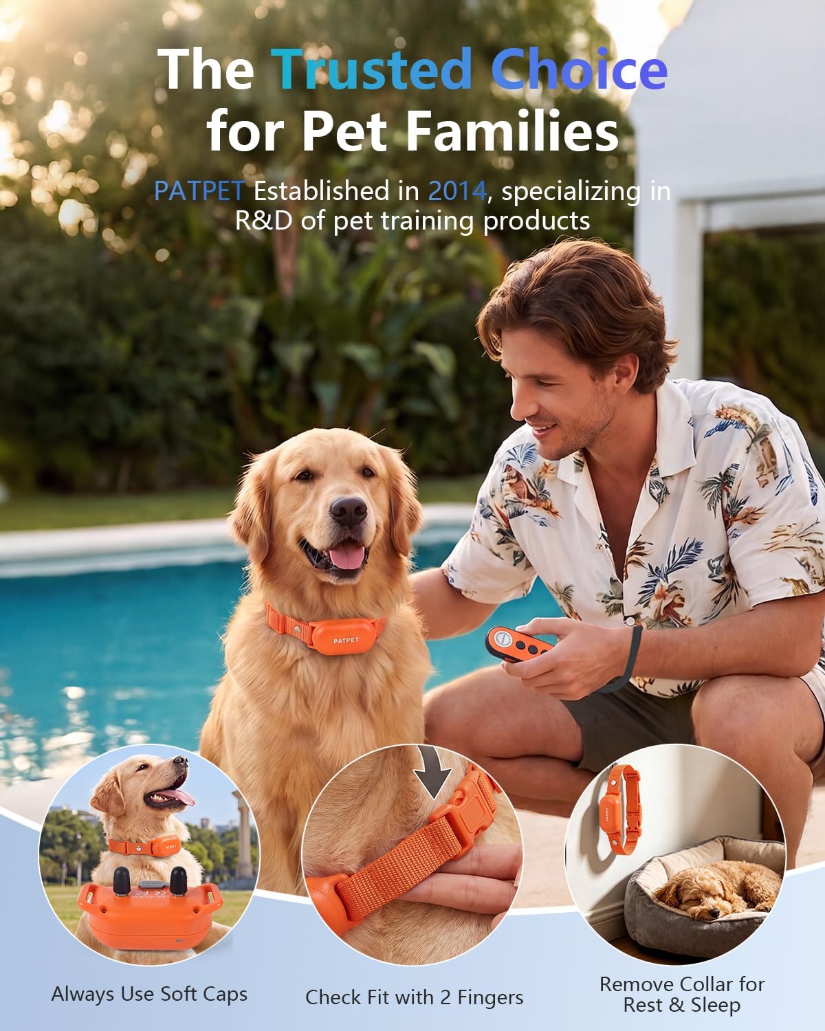 PATPET Collar de choque para perros, collar de entrenamiento de per...