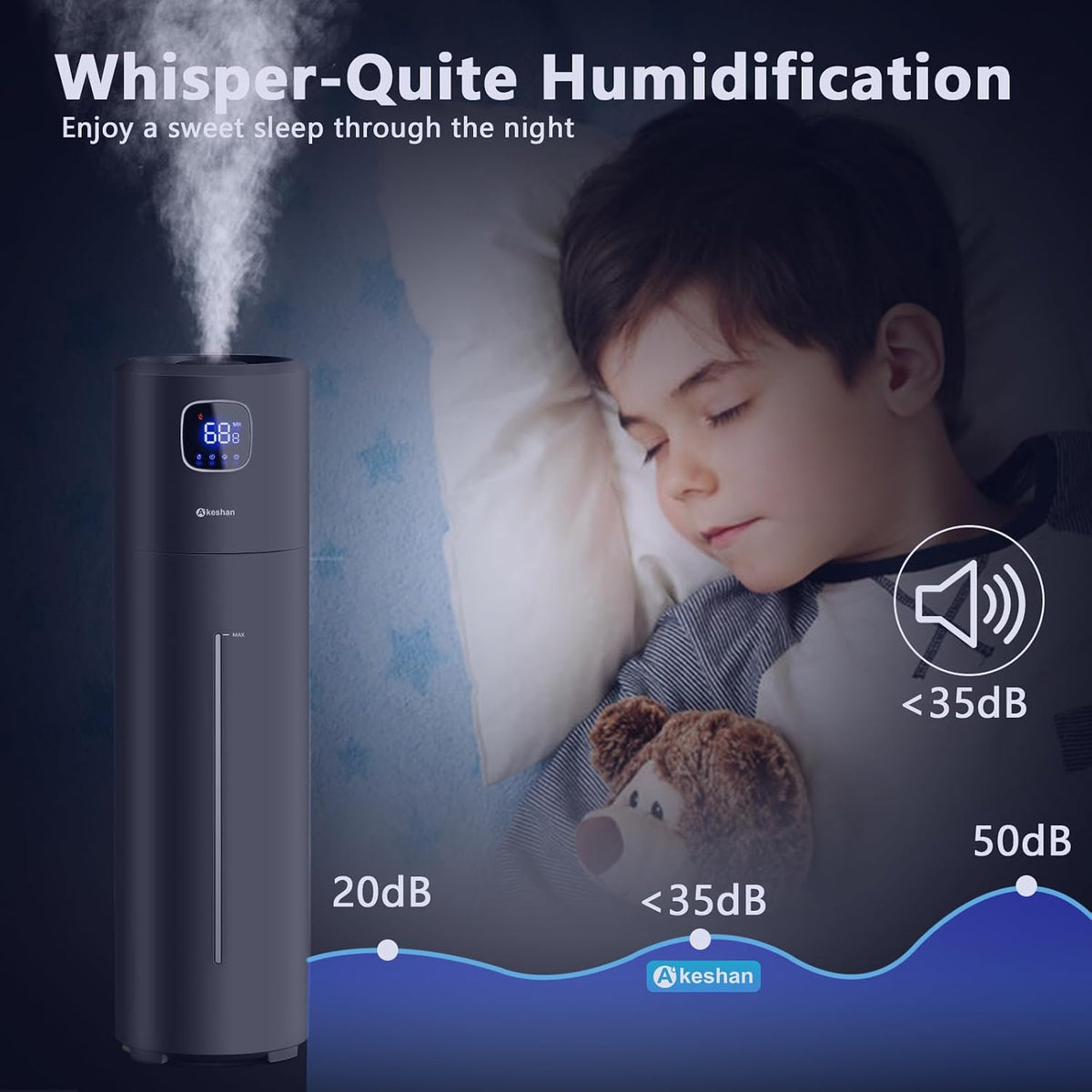 Humidificadores grandes para dormitorio, 9L\/2.5 galones de niebla...