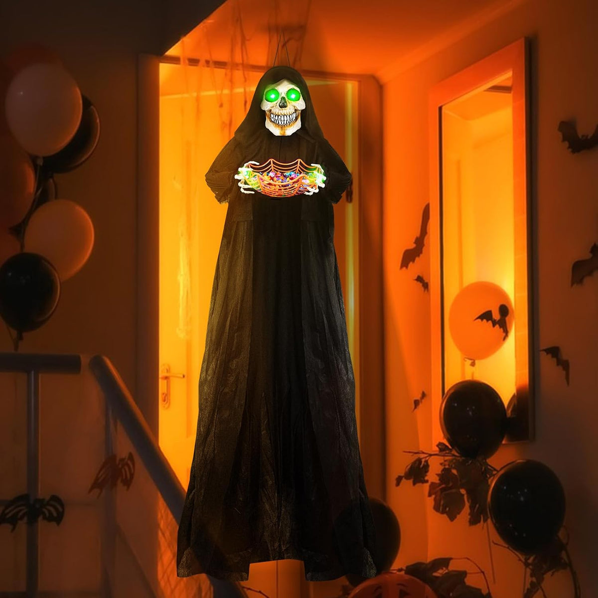 Decoración de fantasma de esqueleto animado colgante de Halloween d...