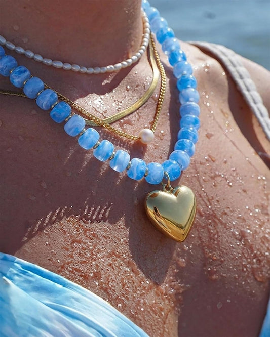 ENSKEFEN Collares con colgante de corazón dorado para mujer, collar...