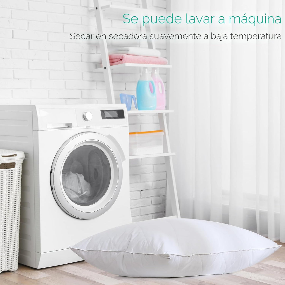 Paquete de 2 almohadas de plumas de ganso blanco. Funda de algodón...