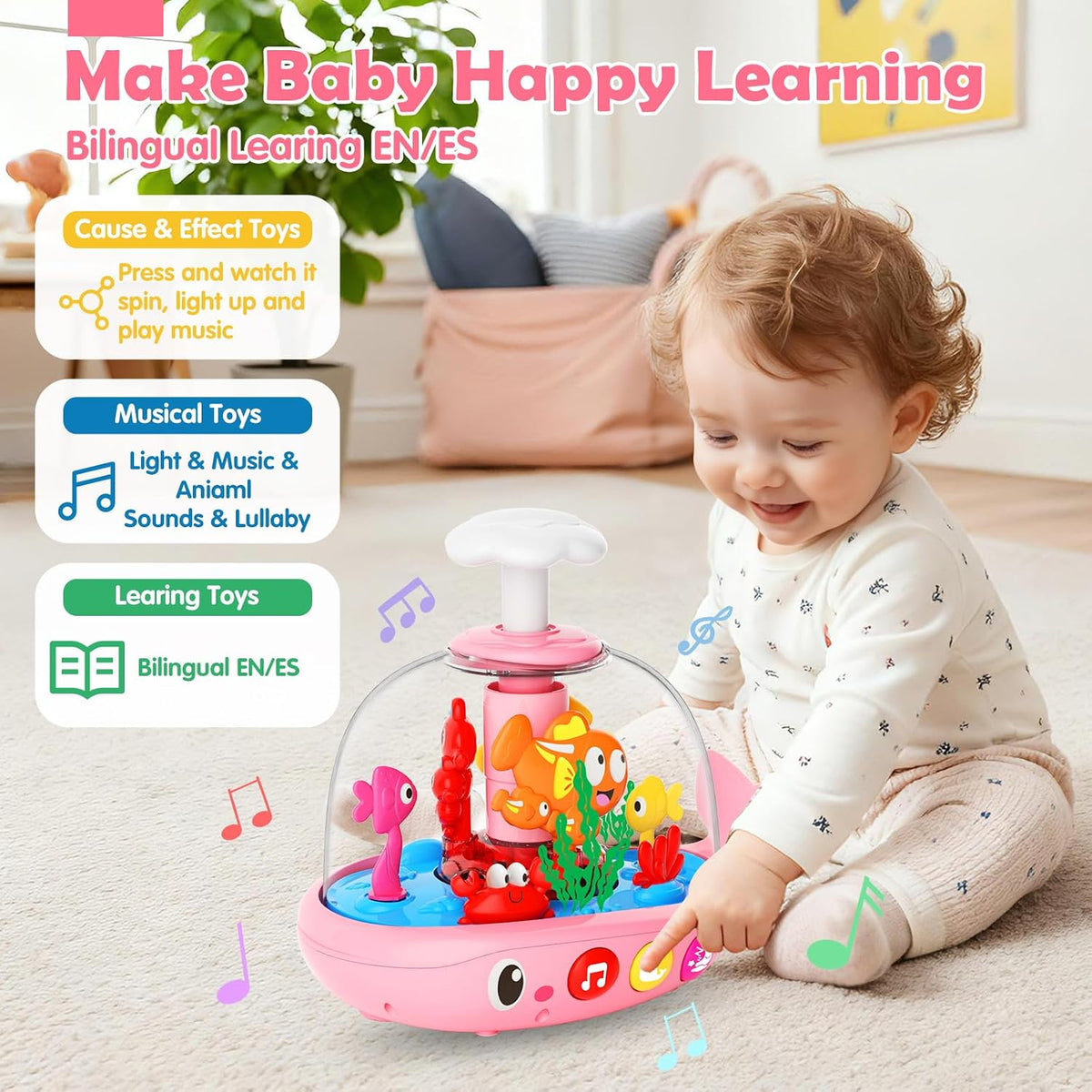 Juguetes para bebé niña de 6 a 12 meses: Juguete musical iluminado...