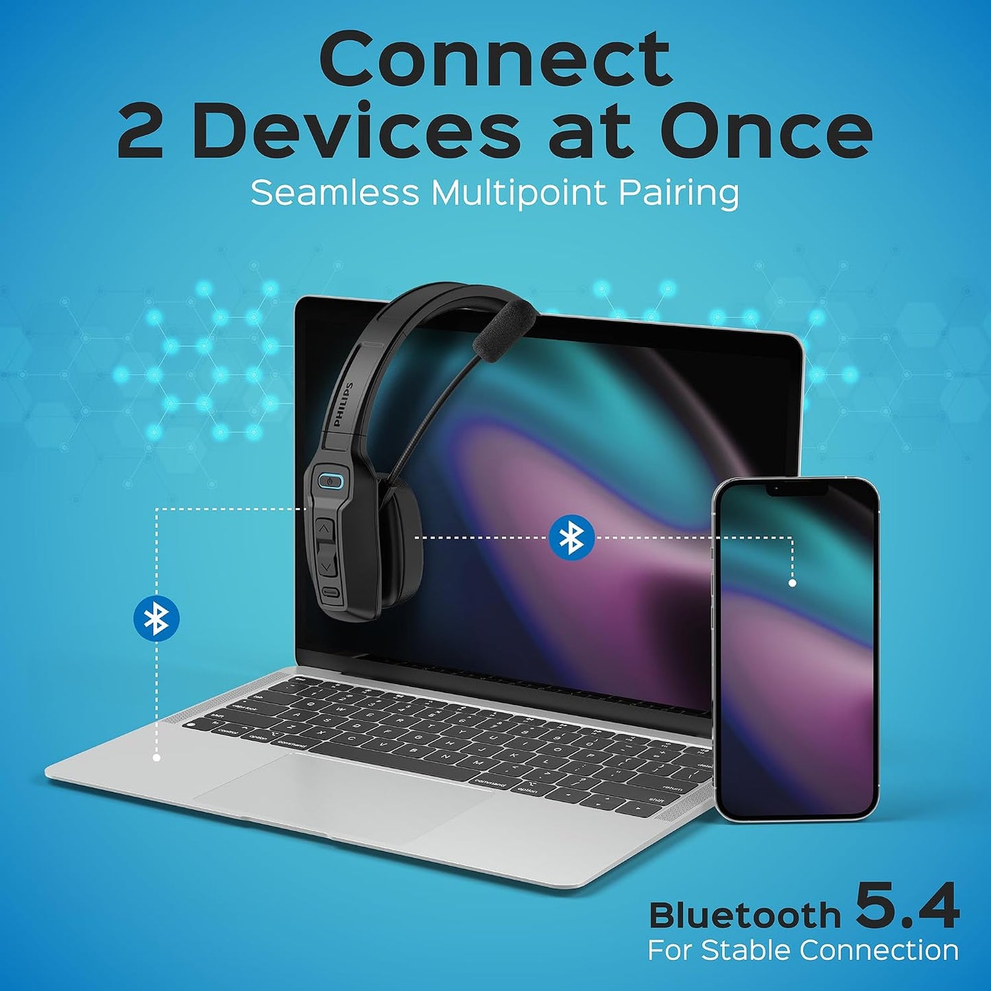 Philips Auriculares Bluetooth Trucker con micrófono, auriculares in...
