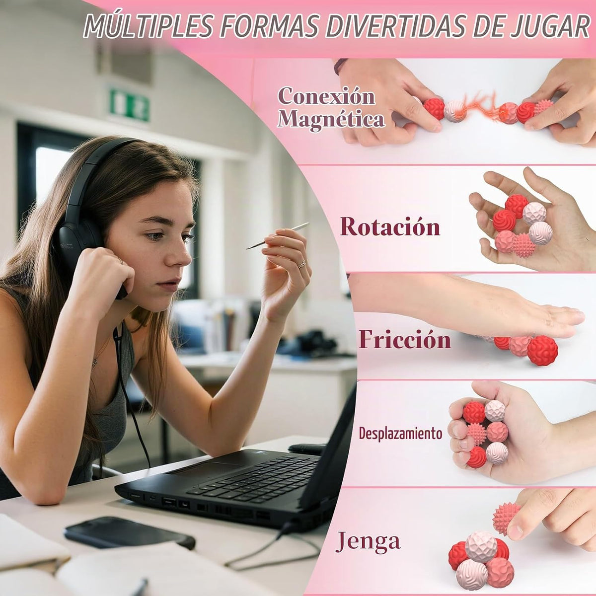 Bolas magnéticas de silicona, juguetes para ansiedad para adultos y...