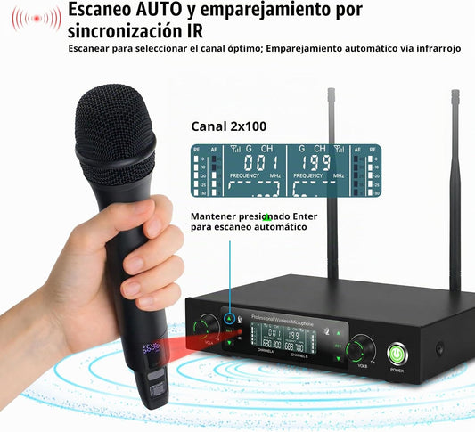 Loewieta Sistema de micrófono inalámbrico, juego de micrófono inalá...