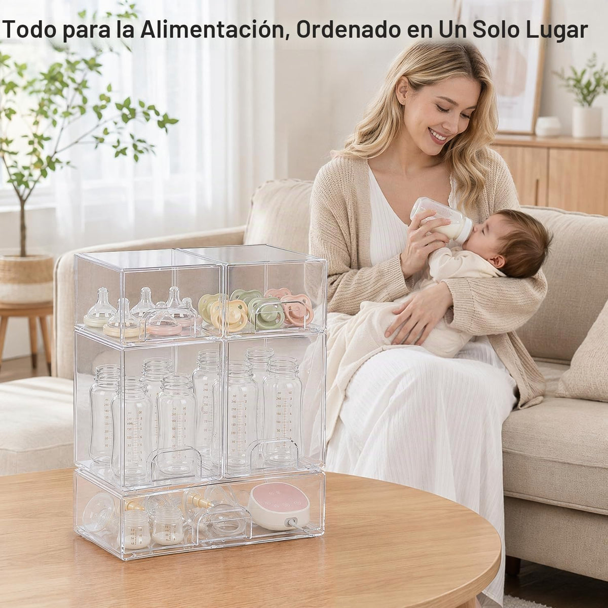 QRRICA Organizador de biberones para encimera, 5 piezas apilables d...