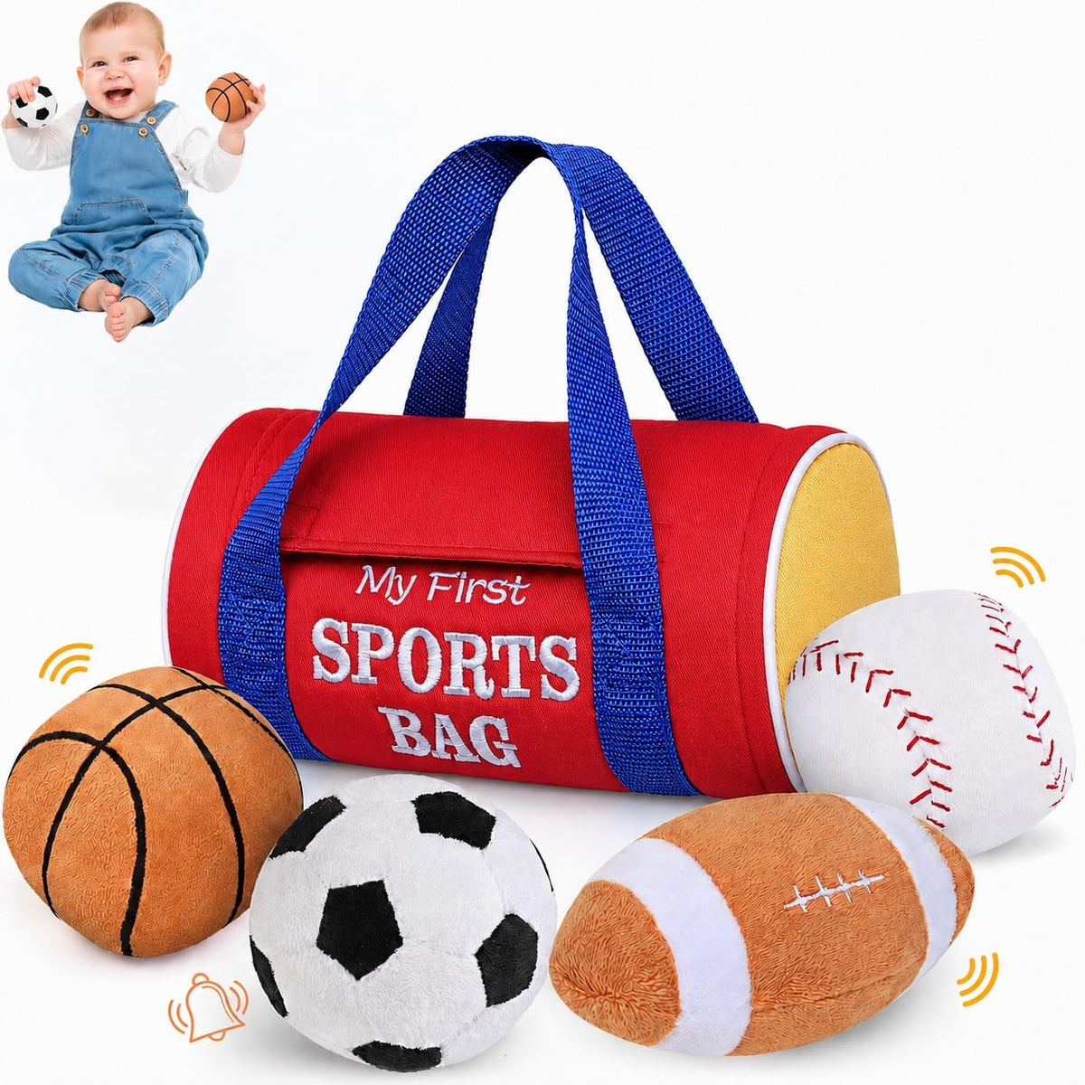 My First Sports Bag Baby Toys Juego de pelotas sensoriales de felpa...