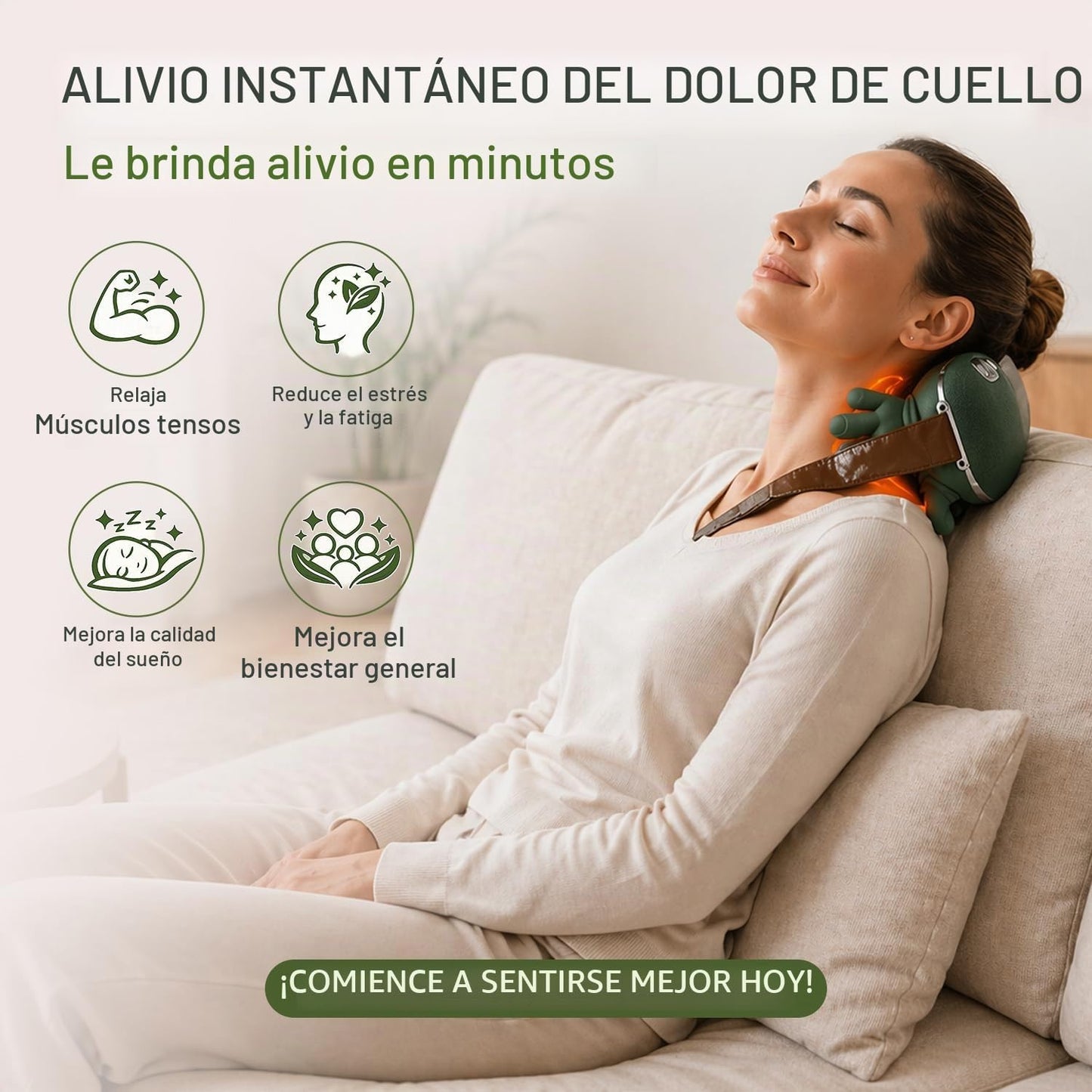 BeFit24 Masajeador de cuello de tejido profundo con calor, se sient...
