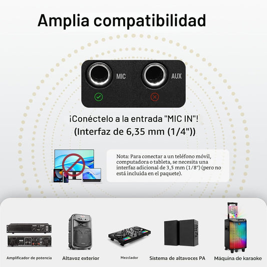 TONOR Sistema de Micrófonos Inalámbricos con 4x10 Canales, Micrófon...